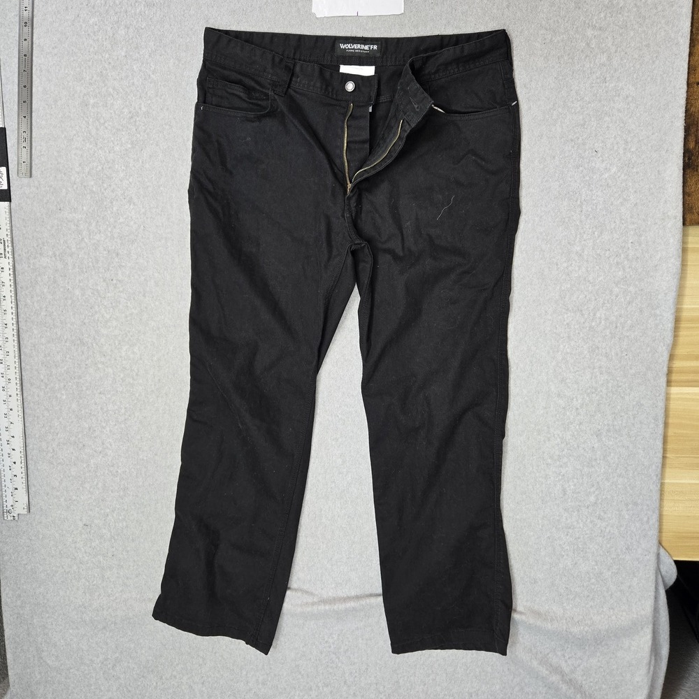 Wolverine FR Men Pants 38X32 Black Khakis Twill Work Pants Zipper 31" Inseam